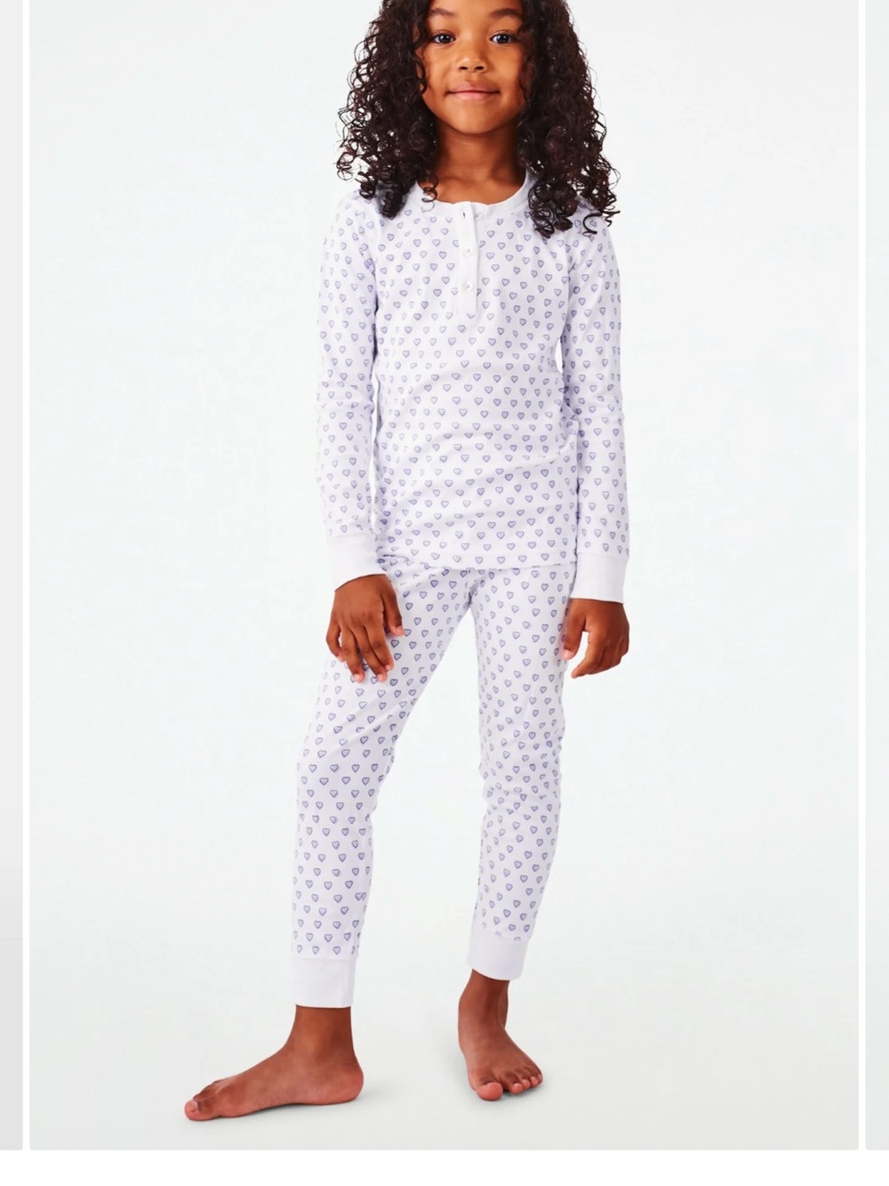 Roller Rabbit Girls' lavender hearts Long Sleeve Pajama Set